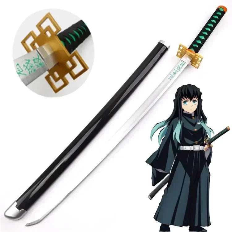 104cm Japanese Katana Samurai Sword Accessory Demon Slayer Katana Tanjirou Sword Kimetsu No Yaiba Iron Ninja Knife Cosplay Toy