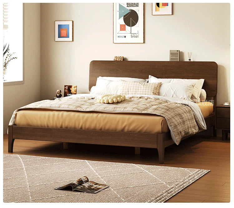 Elegant Modern Bed Frame Simple Wood European Nightstands Queen Bed Frame Twin Full Size Cama Moderno Lujo Home Furniture
