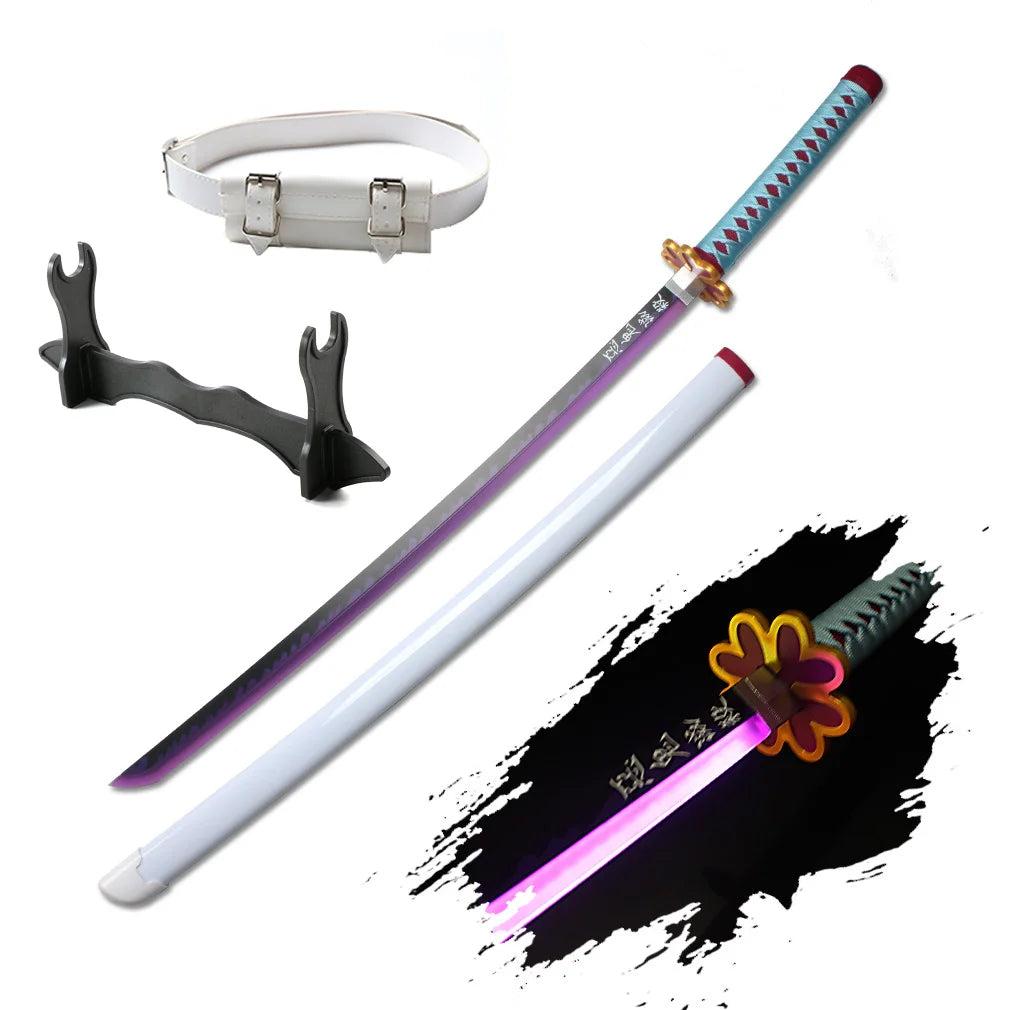 41″ LED Light Up  Sword Katana Japanese Anime Cosplay Samurai Swords Tanjiro Nichirin Sword withholder And Belt