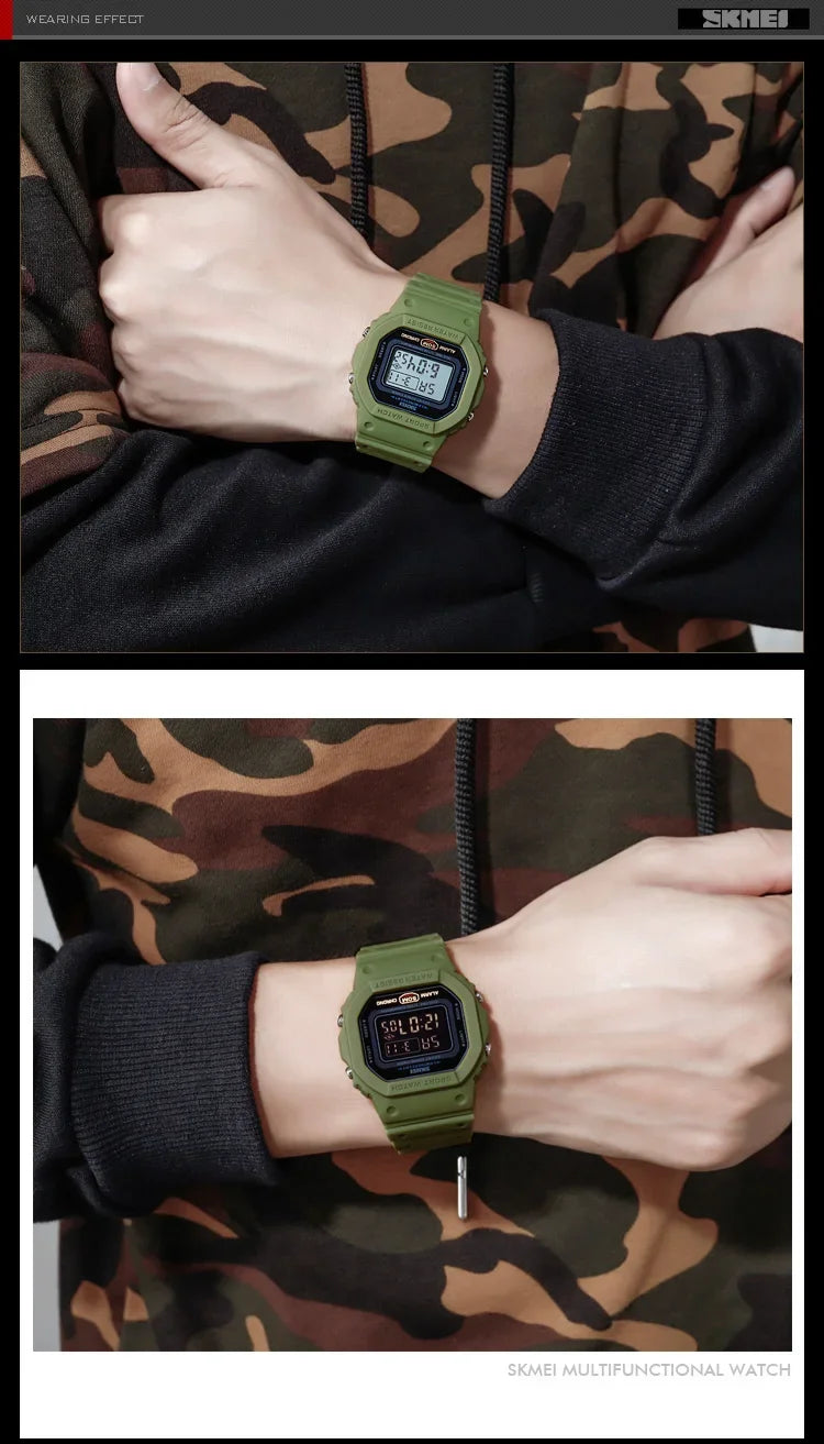 SKMEI 1628 Luxury Digital Men Watches Sports Waterproof Electronic Mens Wristwatches Military Back Light Clock 1988 Reloj Hombre