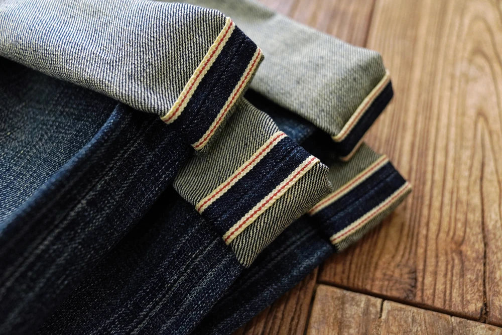 Sauce zhan Bamboo shaped yarn Mens Jeans Selvedge Denim Jeans Distressed Wash jeans for men Straight Fit 14 Oz