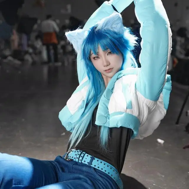 DMMD Dramatic Murder Leaf Matsuda Outerwear Cosplay Vest Loose Fit Long Sleeve Short Length Zipper Closure Cartoon Anime