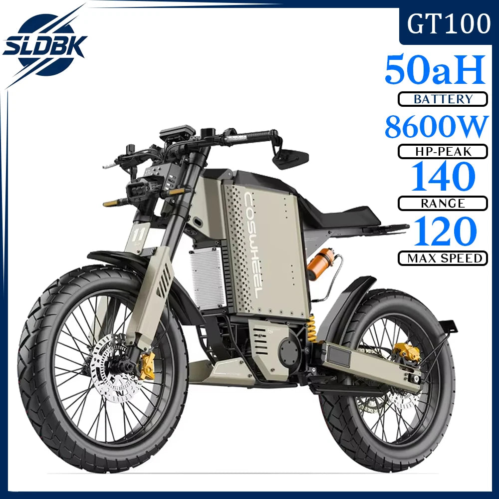 SLDBK Electric Motorcycles 8600W Peak Electric Bike New Adult Off Road Ebike Electric Dirt Bike 72V50AH Lithium Battery E-bike