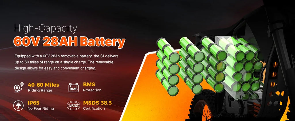Fat E-Bike 60V 28Ah Off-Road E-Motorcycle 50 MPH 4000W Electric Dirt Bike US