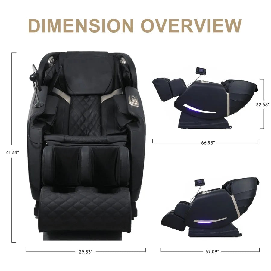 Full Body Massage Chair With Zero Gravity Recliner with two control panel: Smart large screen and Rotary switch spot kneading a