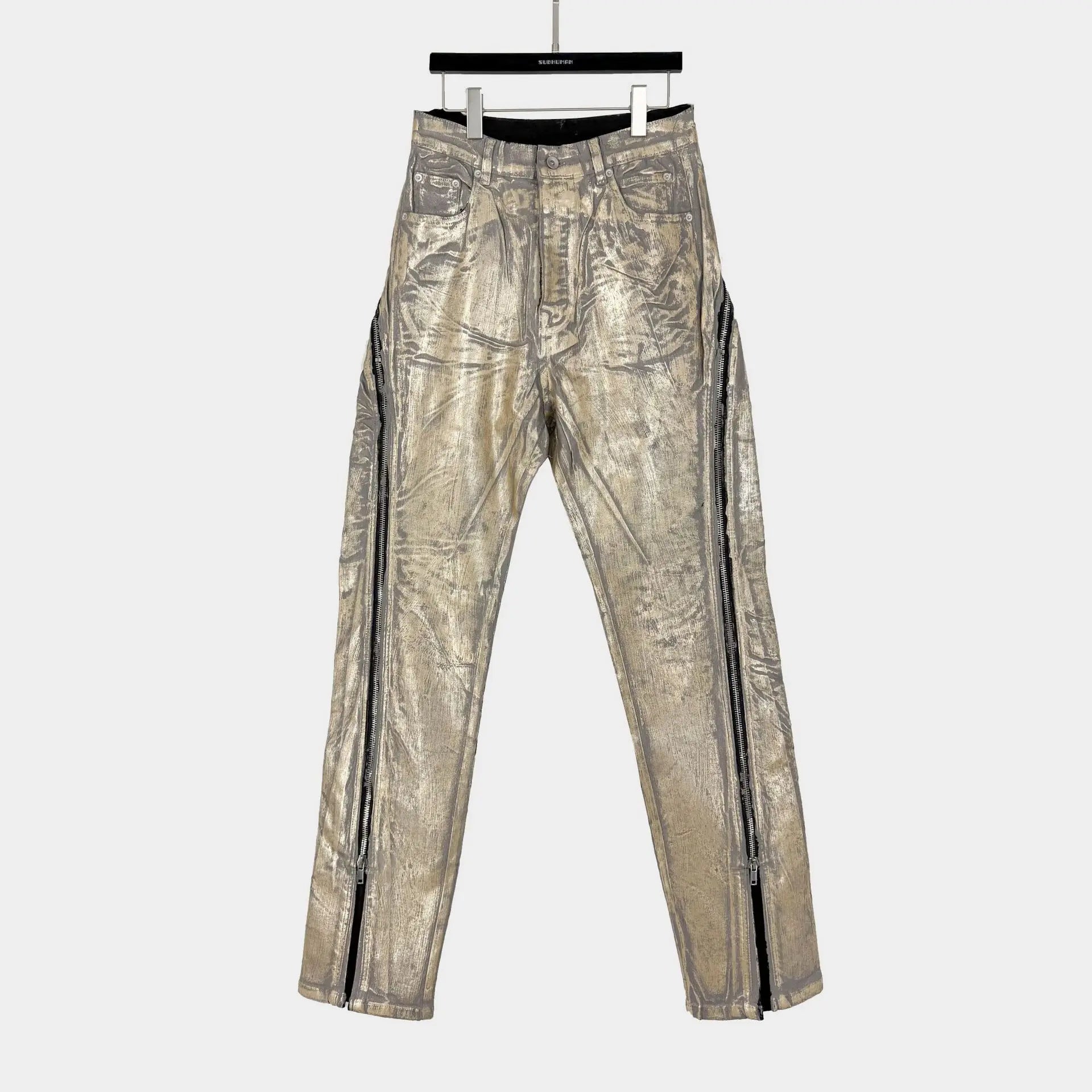 High Street RO Denim Pants Men's Hot Stamping Zipper Dark Style Street New Style Hot Stamping Bull Streetwear Jeans Pant