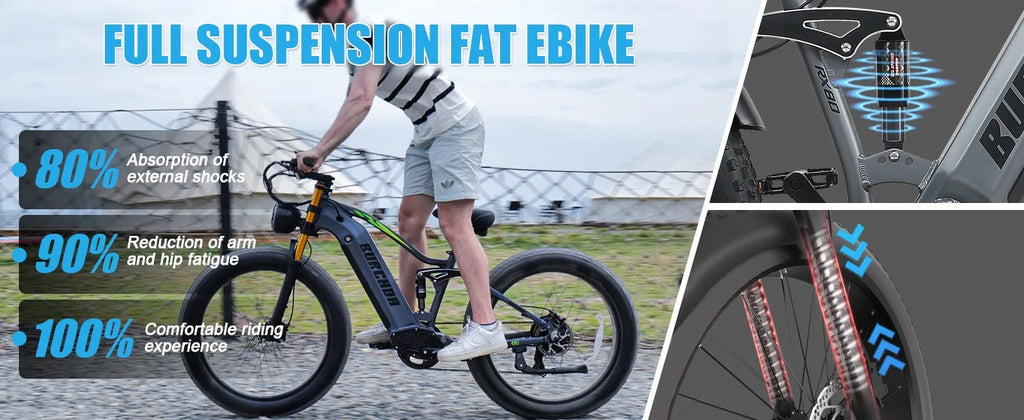 26" Electric Bike 1000W E-Bike For Adults Rear Motor Bicycle  28mph Fat Tyre