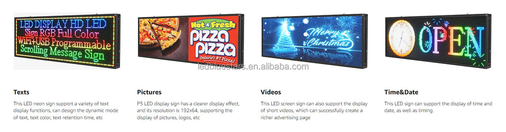 US 110V P10/P5/P6 Light Emitting Diode Display Panel Signage Restaurant Store IP65 Shopping Center Programmable Mobile