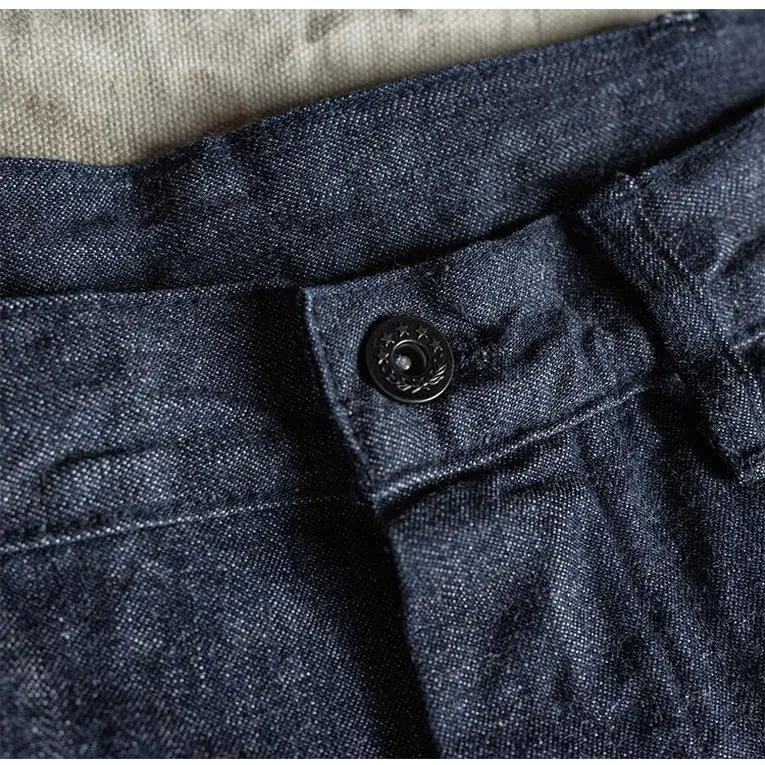 Rugged Bronson Workwear Pants Bronson USN Dungaree Clamp Denim Wide Leg Straight Cut Jeans Original Color Unisex Long Trousers