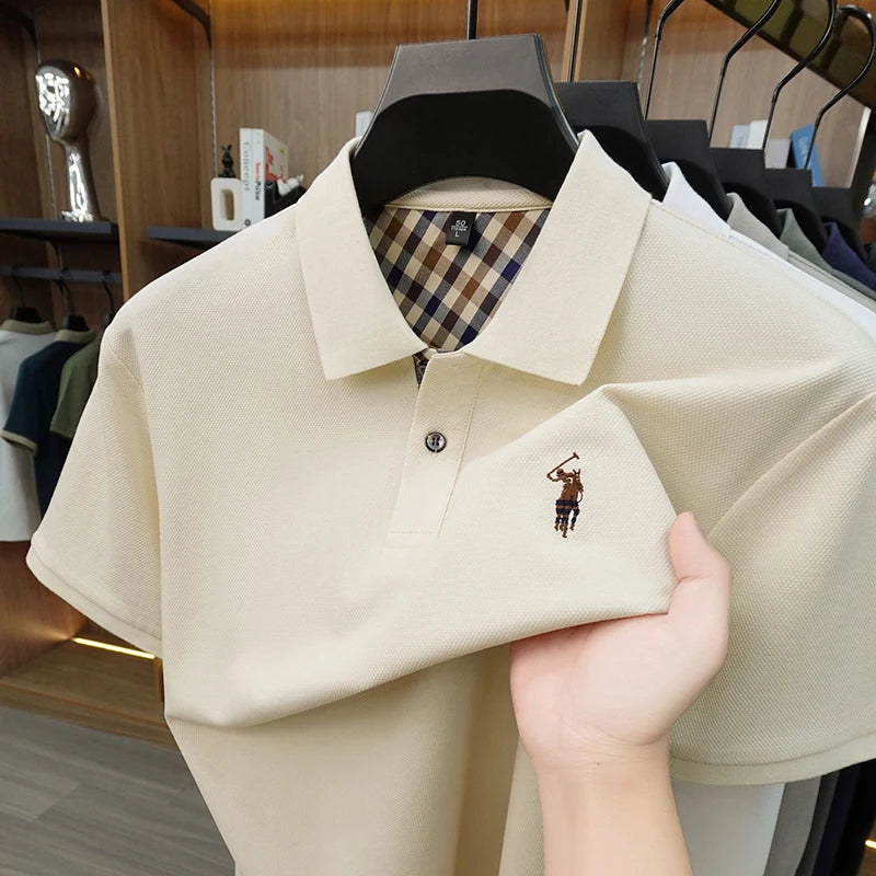 Designer luxury brand short sleeve polo shirt men summer trend striped hot selling Paul embroidery business casual golf T-shirt