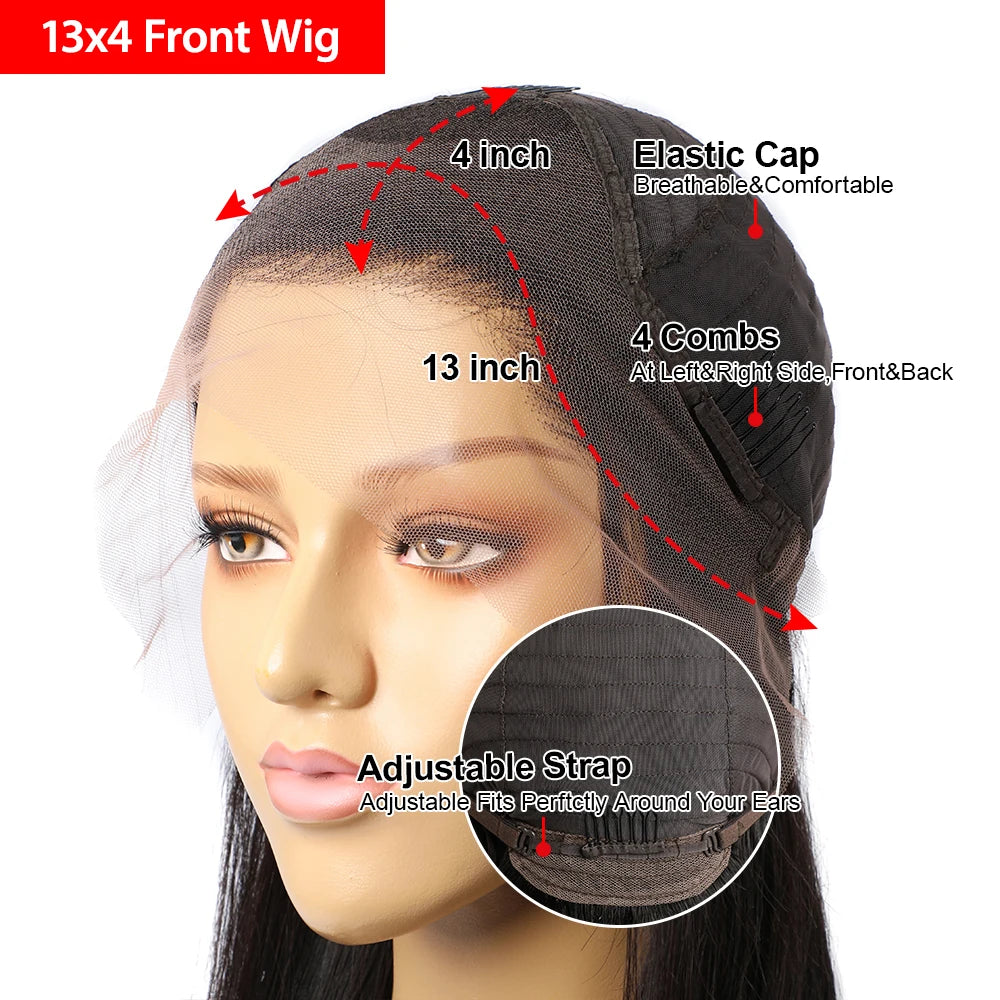 Megeen 13X4 Transparent Lace Frontal Wig Highlight P4/27 Human Hair Honey Blonde Straight Lace Front Wig Colored Ombre Wigs Remy