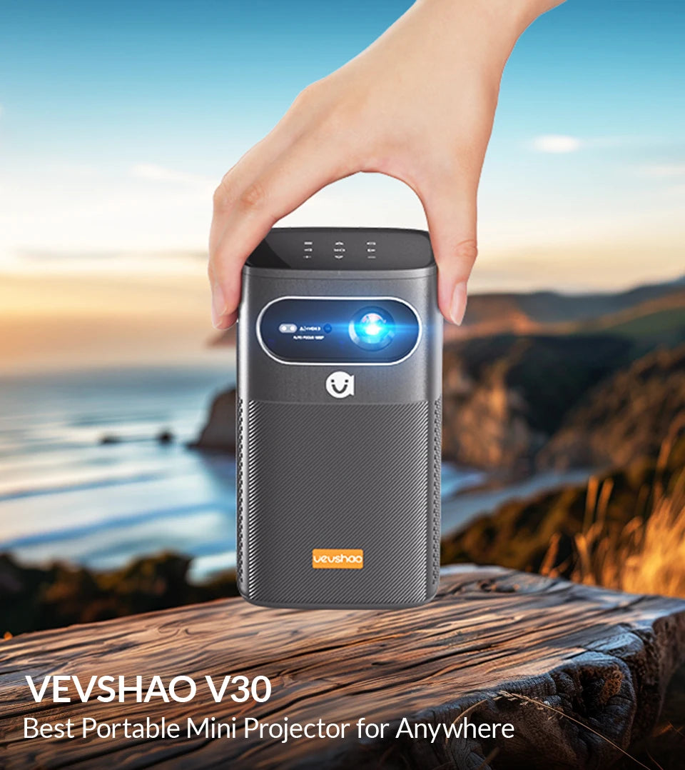 Vevshao V30 3D 4K Mini Projector Cinema Smart Android WiFi Portable 1080P Home Theater Video LED DLP Projector with Battery