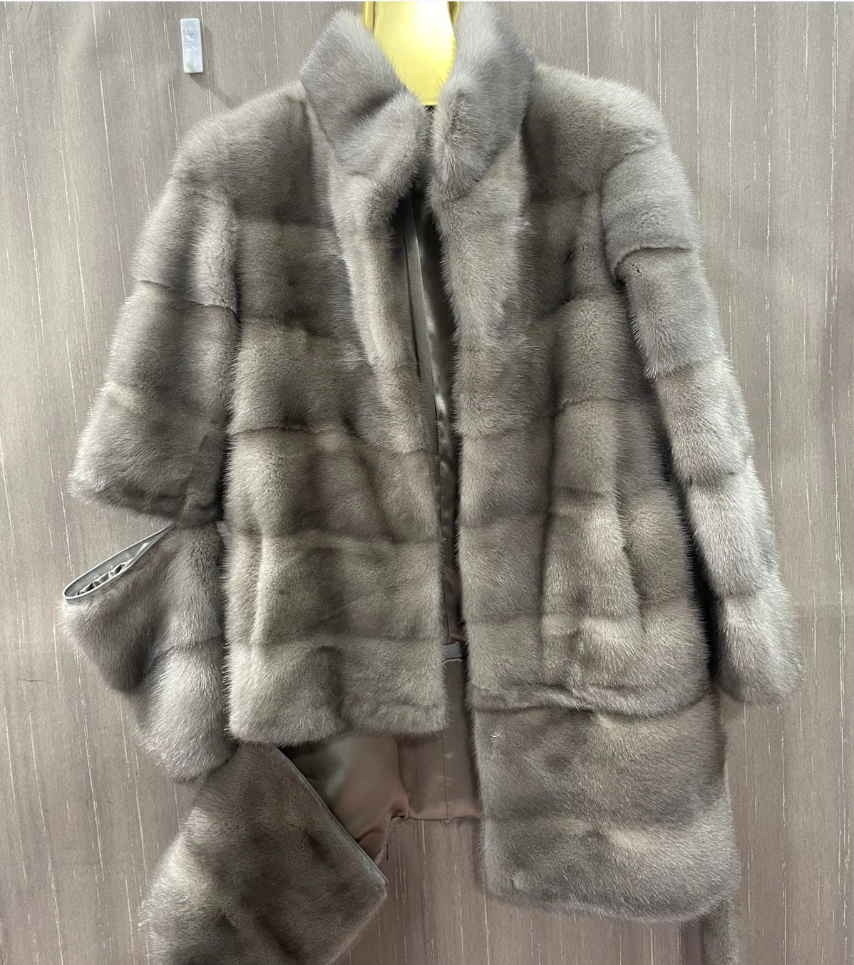 Women's natural mink fur jacket with detachable bottom sleeves, three in one long luxury jacket