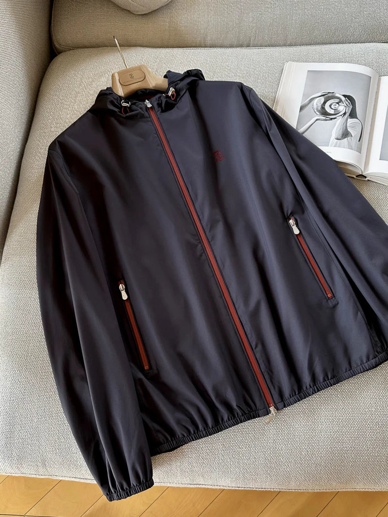 ALIN BC Top Line Microfiber Lightweight Tech Fabric Casual Men's Hooded Spring Autumn Jacket Outerwear Standard Fit Long Sleeve