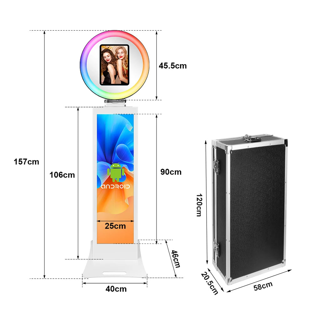 Magic Mirror LCD Photo Booth Machine with LED Ring Light Photobooth Machine for iPad 9.7-13inch for Party iPad Photobooth Lcd