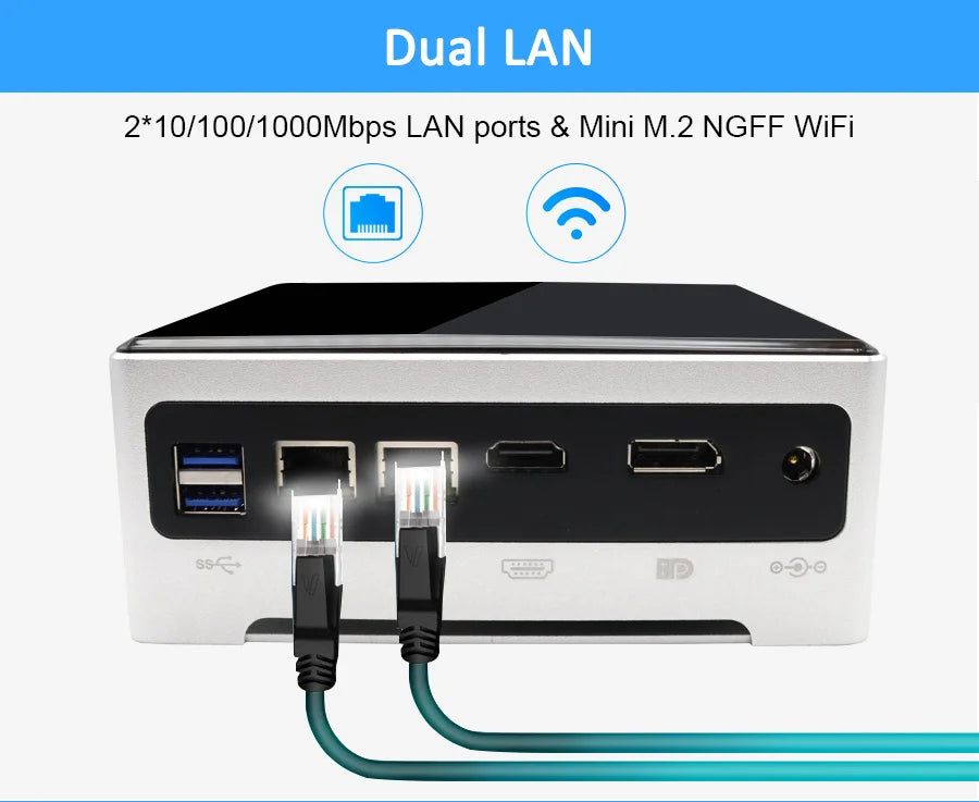 Mini PC Intel Core I7 10870H 10th Dual Lan HD DP1.2 Windows 10 Home Office Business Gaming Desktop Computer 16G DDR4 1TB NVME