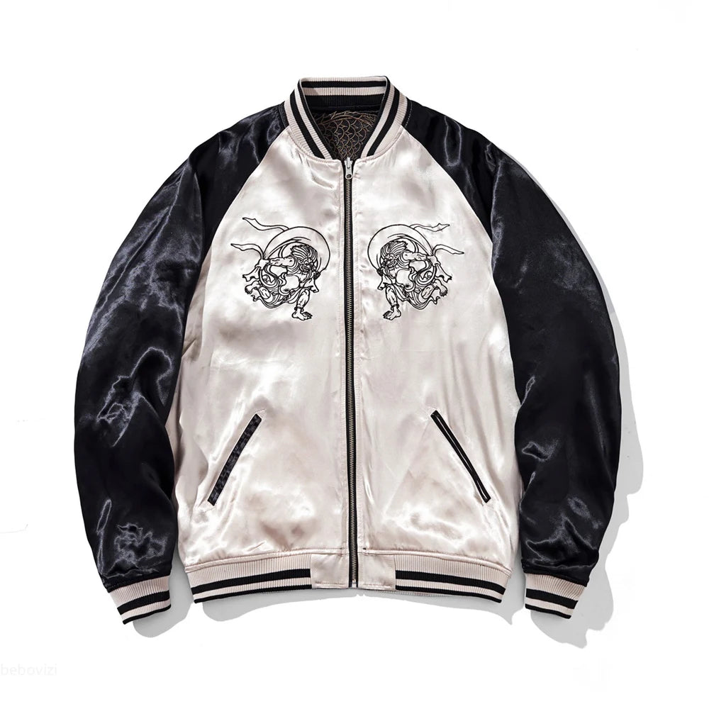 Mens Baseball Jackets Hip Hop Japanese Anime Demon Embrodiery Bomber Coats Streetwear Harajuku Motorcycle Jacket Clothing