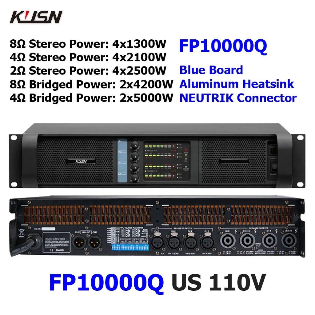 FP10000Q Copper Heatsink 10000W RMS Professional Digital Amplifier 2500Wx4 FP 10000Q  2U High Power For Subwoofer Speaker