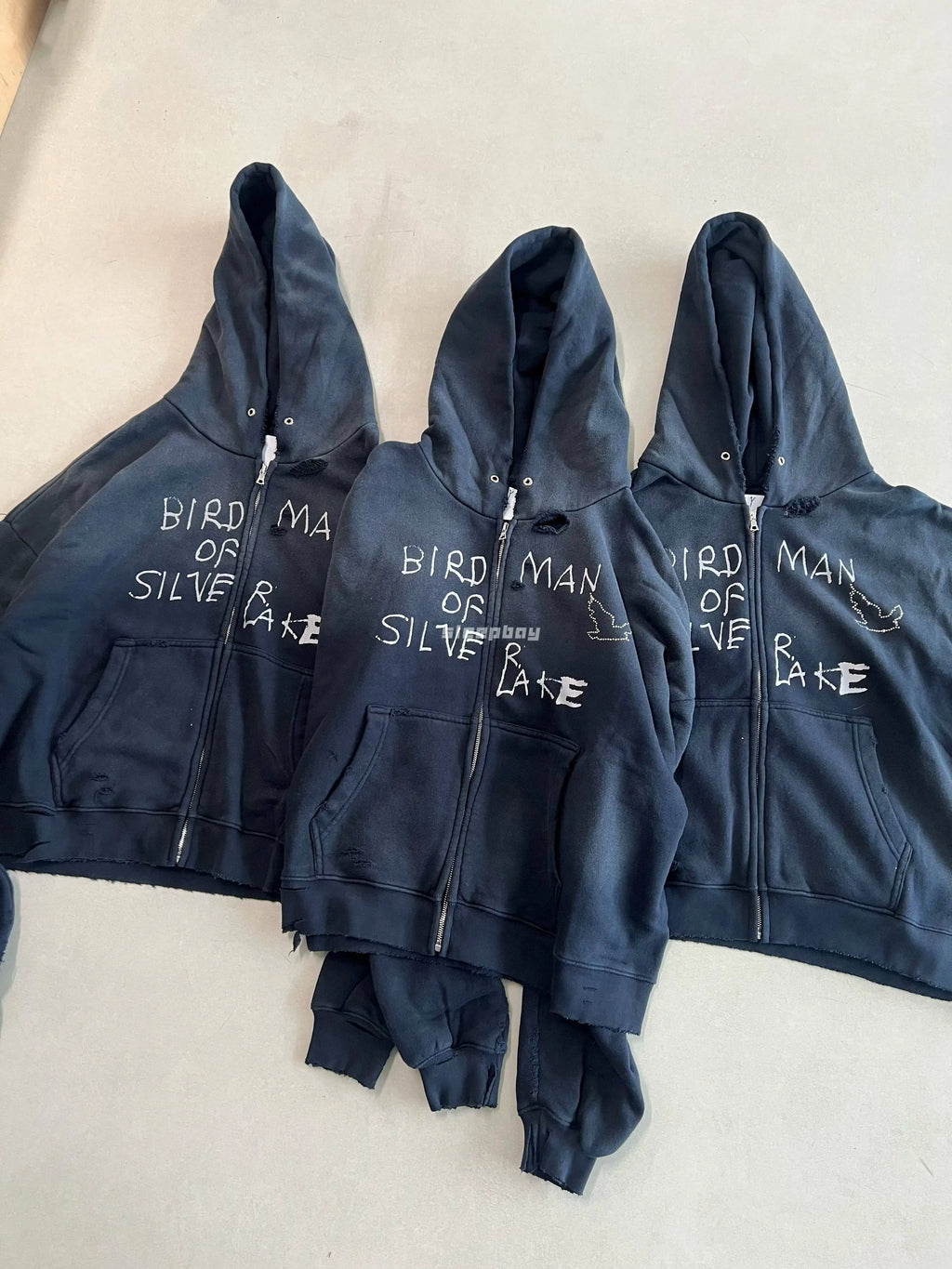 Paly Hollywood 25ss Birdman Medal Rhinestone Zipper Old Damaged Hoodie Jacket