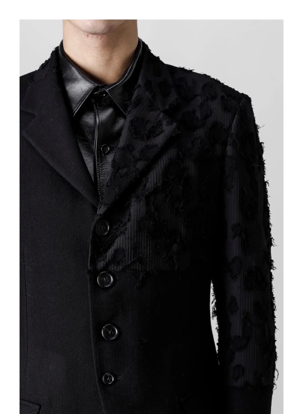 YOJI OOAK Design sense men's patchwork single breasted suit jacket special processing leopard print style 4 button top