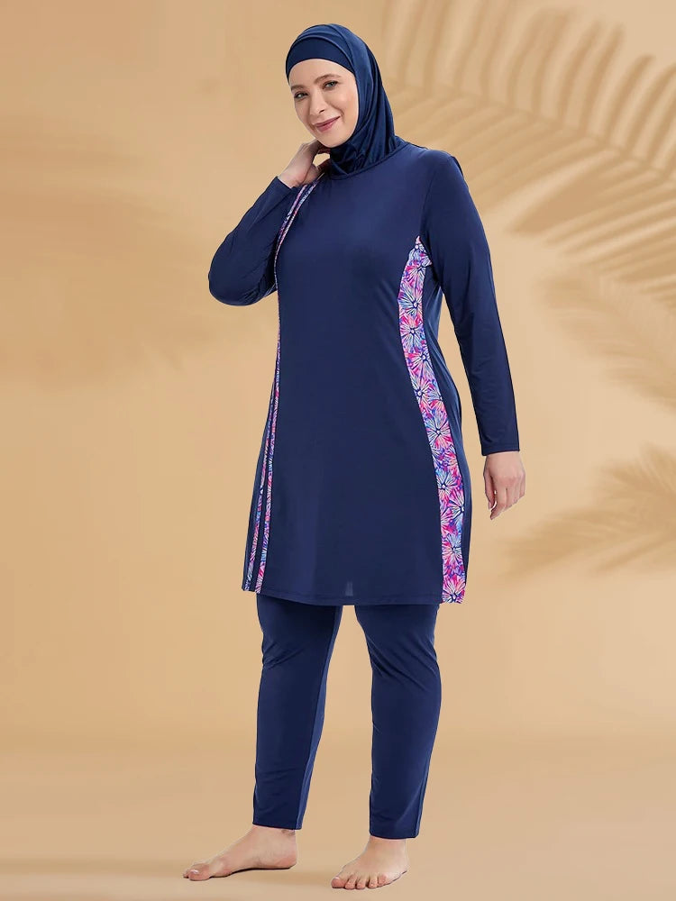 3PCS Thin Style Sporty Muslim Swimwear Burkini Femmes Women Modest Swimsuit Bathing Suit Hijab Top Pant (No built-in Bra)