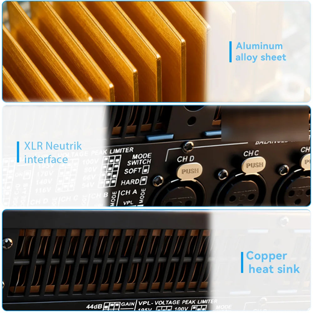 FP20000Q 4x7000W Professional Power Amplifier 4 Channels Audio DJ Subwoofer Preamplifier Class TD Line Array Speaker Amplifier