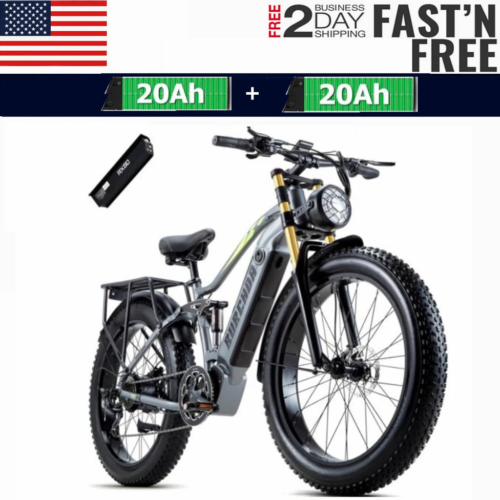26" Electric Bike 1000W E-Bike For Adults & 2 Battery Bicycle  28mph Fatbike