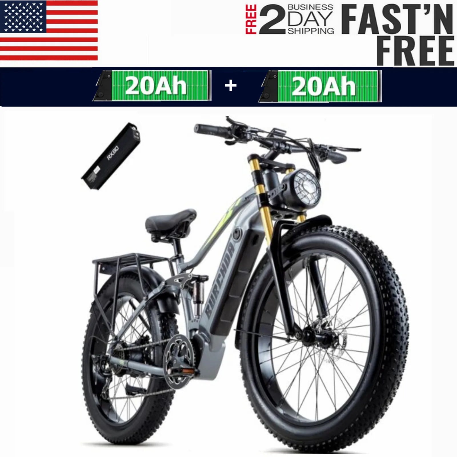 26" Electric Bike 1000W E-Bike For Adults & 2 Battery Bicycle  28mph Fatbike