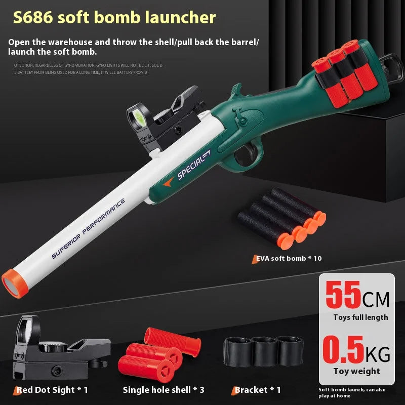 2024 S686 Shotgun Shell Eject Toy Gun Soft Bullet Airsoft Launcher Outdoor Sports Pistola Shot Gun Weapon for Children Boys Gift