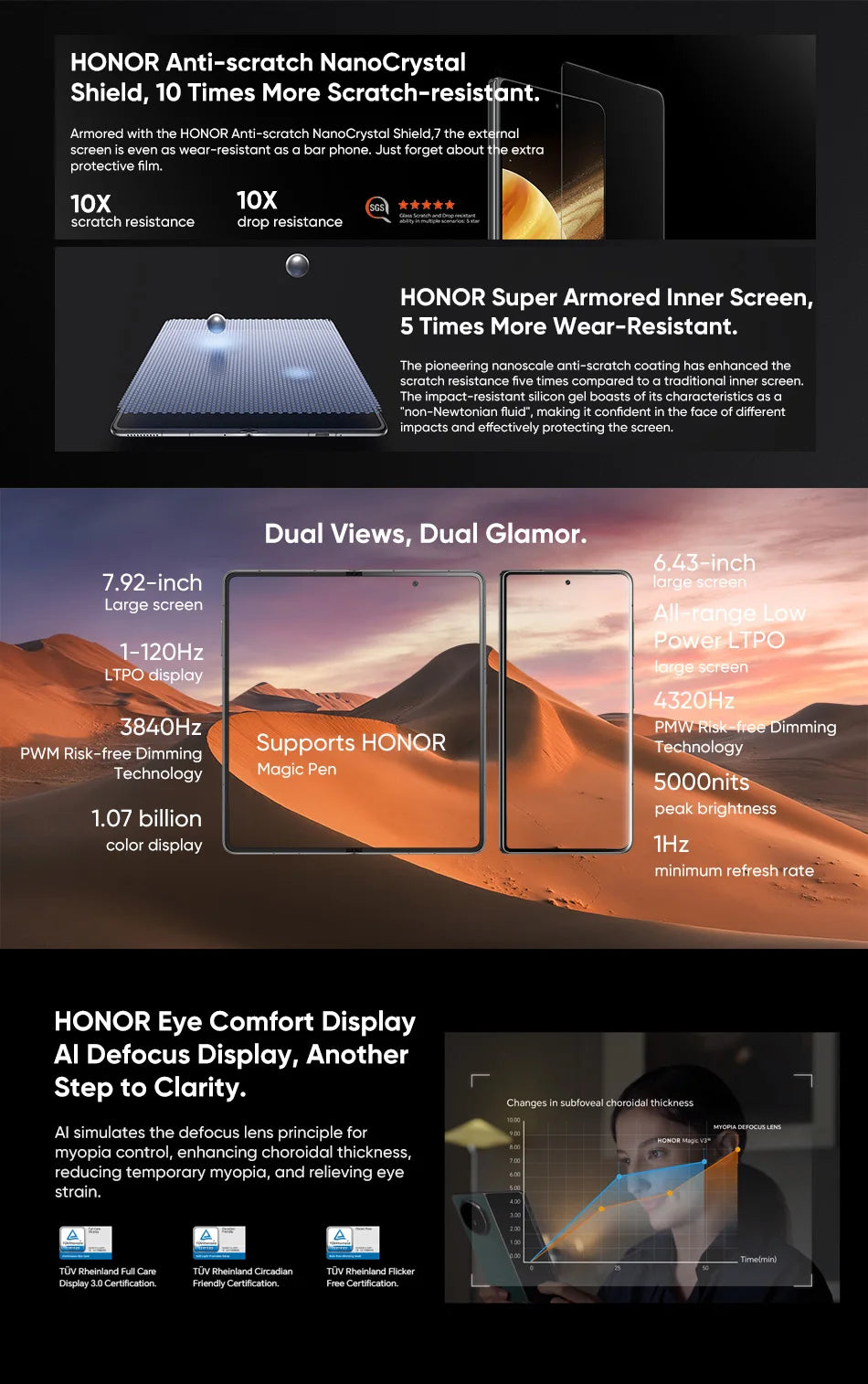 HONOR Magic V3 Global Version 5G Foldable Smartphone Snapdragon 8 Gen 3 7.92" LTPO OLED Display 5150mAh Battery 66W SuperCharge