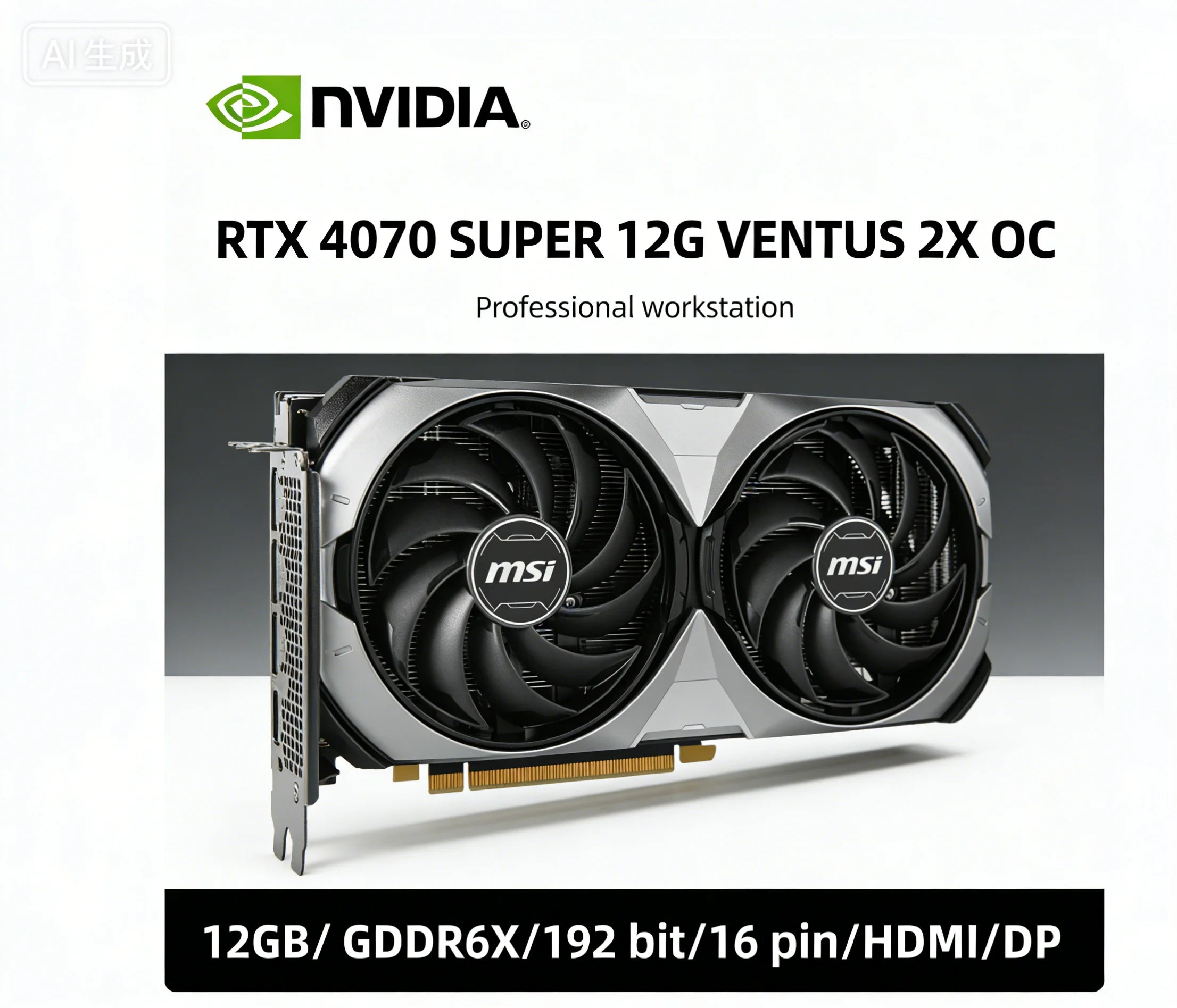 MSI NVIDIA RTX 4070 SUPER VENTUS 2X OC 12GB GDDR6X 192bit GPU & RTX 4070 12G game graphics card support PCI-E 4.0 16-pin HDMI DP