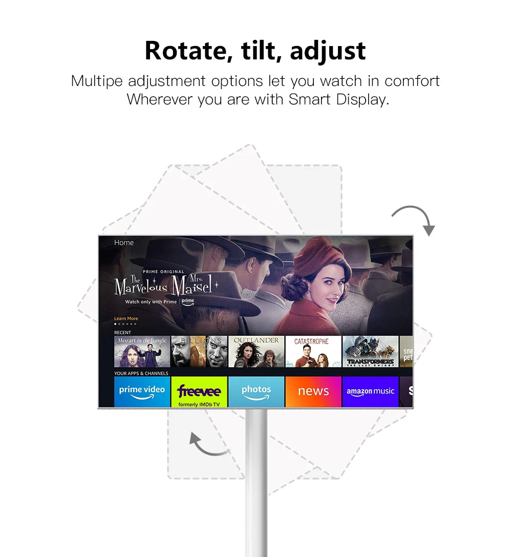Floor Standing Smart Tv 21.5 Inch 6GB+128GB Touch Screen Display Smart Tv With Build in Battery and Moveable Base Portable TV
