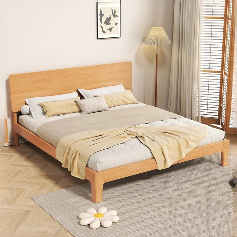Elegant Storage Double Bed Frame Wood Platform Modern Twin Queen Bed Frame Full Size Nightstands Cama Moderno Lujo Furniture