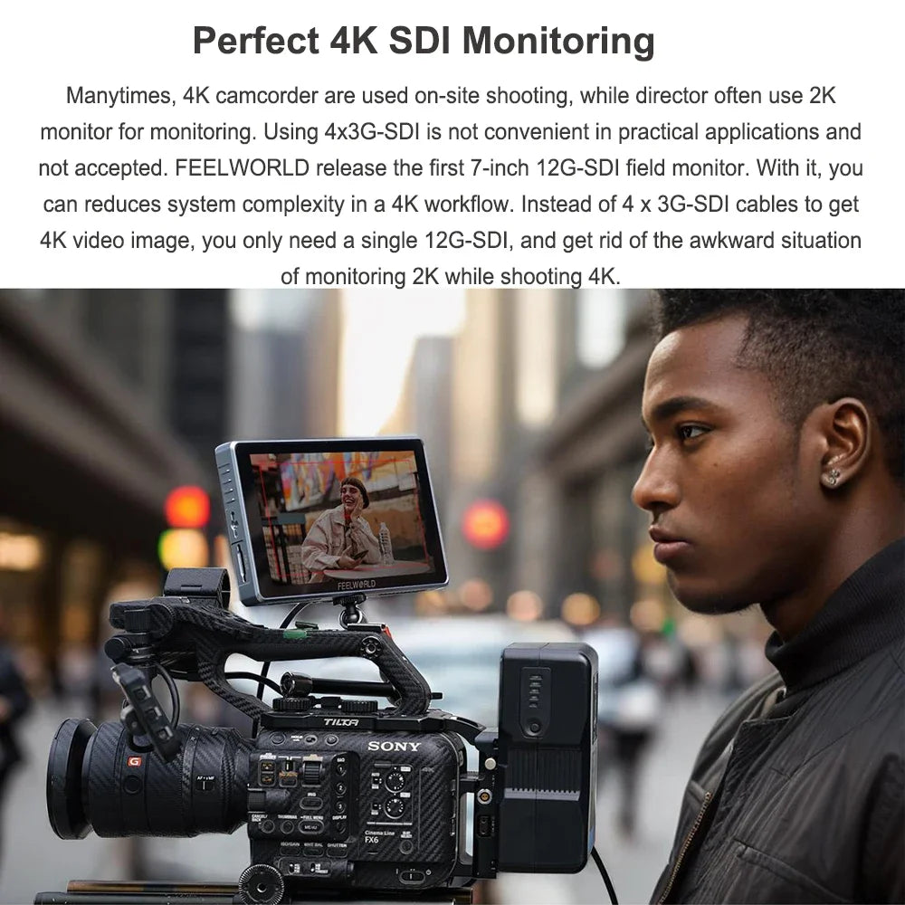 FEELWORLD S7 7-inch 12G-SDI HDMI2.0 Camera Field Monitor 1920x1200 pixels 4K HDMI High Brightness 1600nit