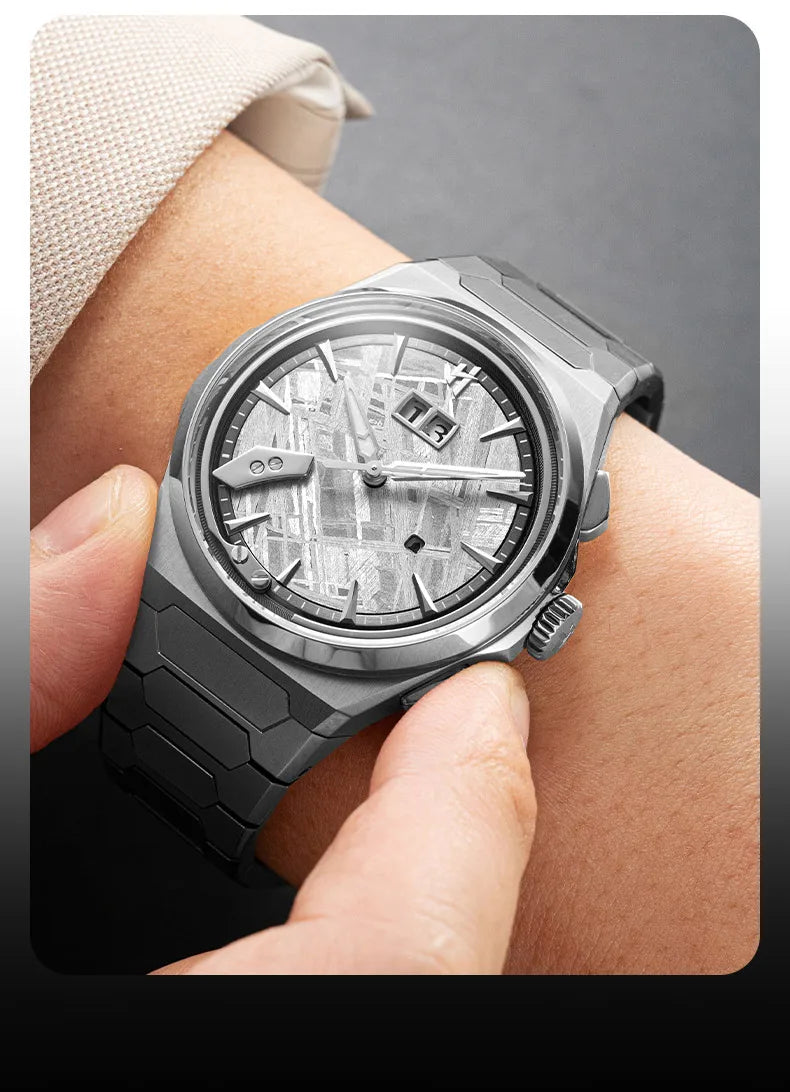 Lucky Harvey Meteorite Pattern Dial Chiming Watches Self-sounding Grade 5 Titanium Alloy Automatic Mens Wristwatch New Limited