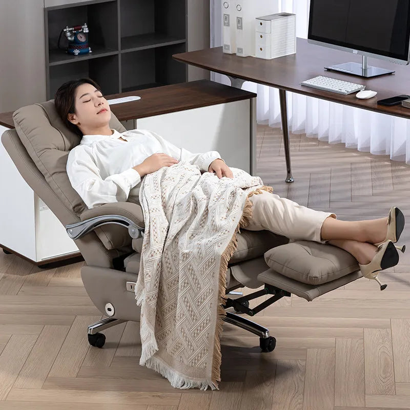 Genuine leather electric gaming chair Ergonomic & Office Chair High-Back Boss Chair with Adjustable Recline & Casters furniture