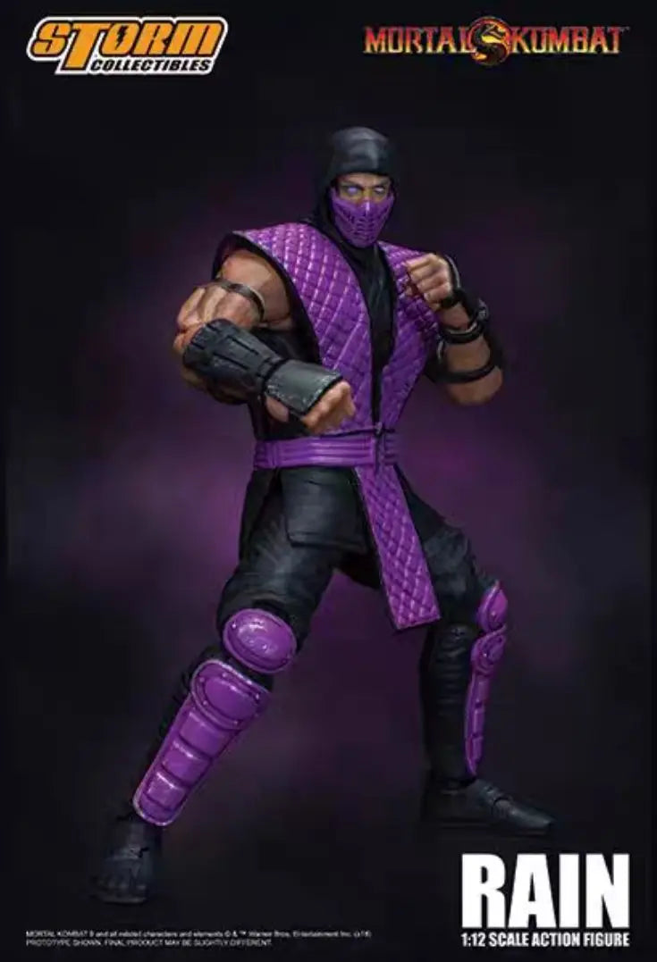 In-stock Storm Toys Mortal Kombat Magic Empire Purple Ninja RAIN 1/12 Scale Action Figure Model Collectible Gift