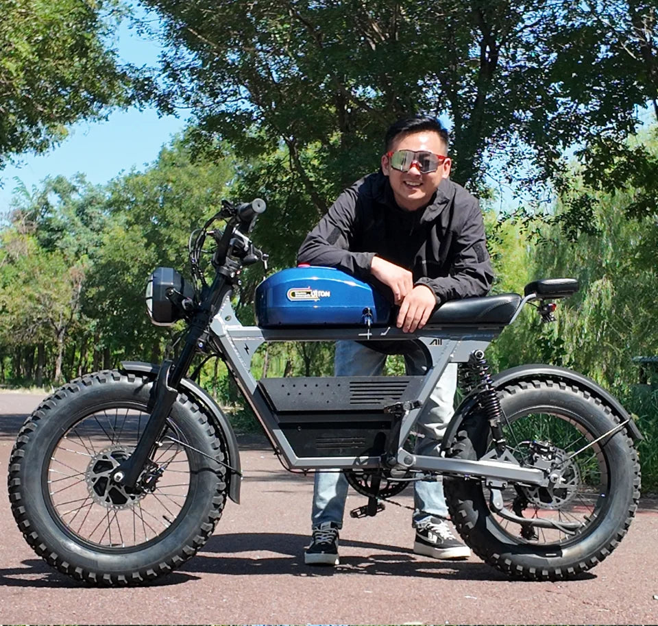 2025 AKEZ All-Terrain Off-Road E-Bike - 3000W Super Dual Motor, 48V 26Ah Battery, 20'' Fat Tires & Full Suspension, Fast Electri