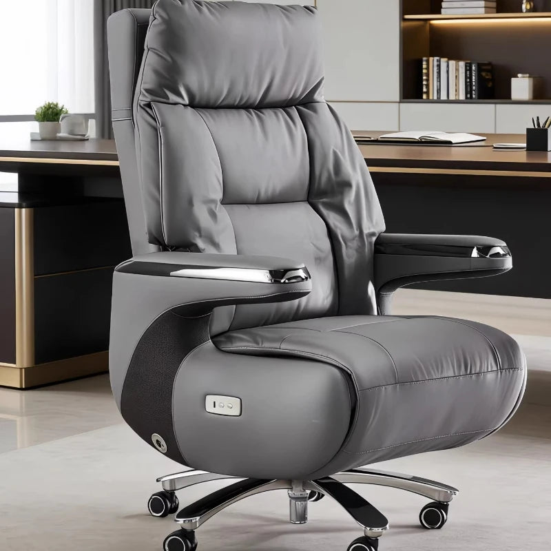 Luxury Electric Massage Executive Chair - Ergonomic Genuine Leather Gaming Office Desk Chair with Premium Design Furniture JT40