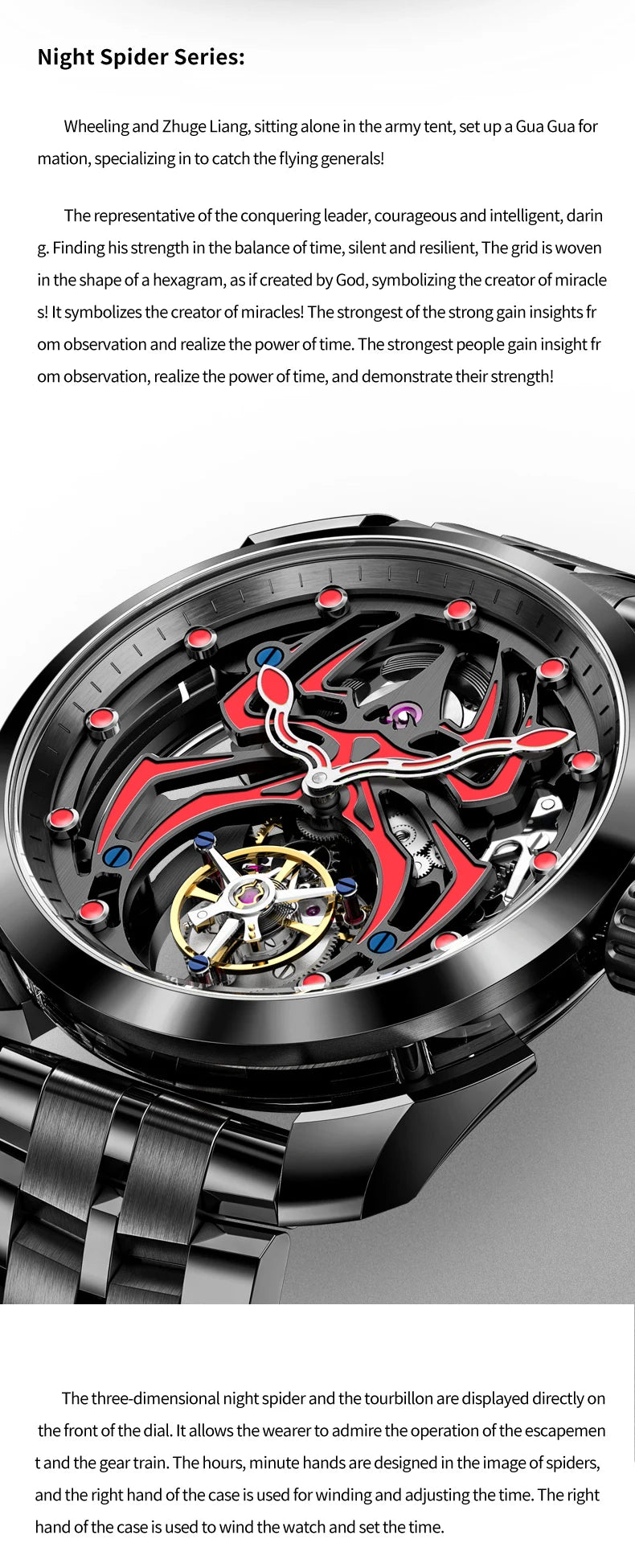 IDEAL KNIGHT 6802 Tourbillon Hollow Men Automatic Mechanical Watch Limited Edition Spider Dial HD Night Light Men Original Watch