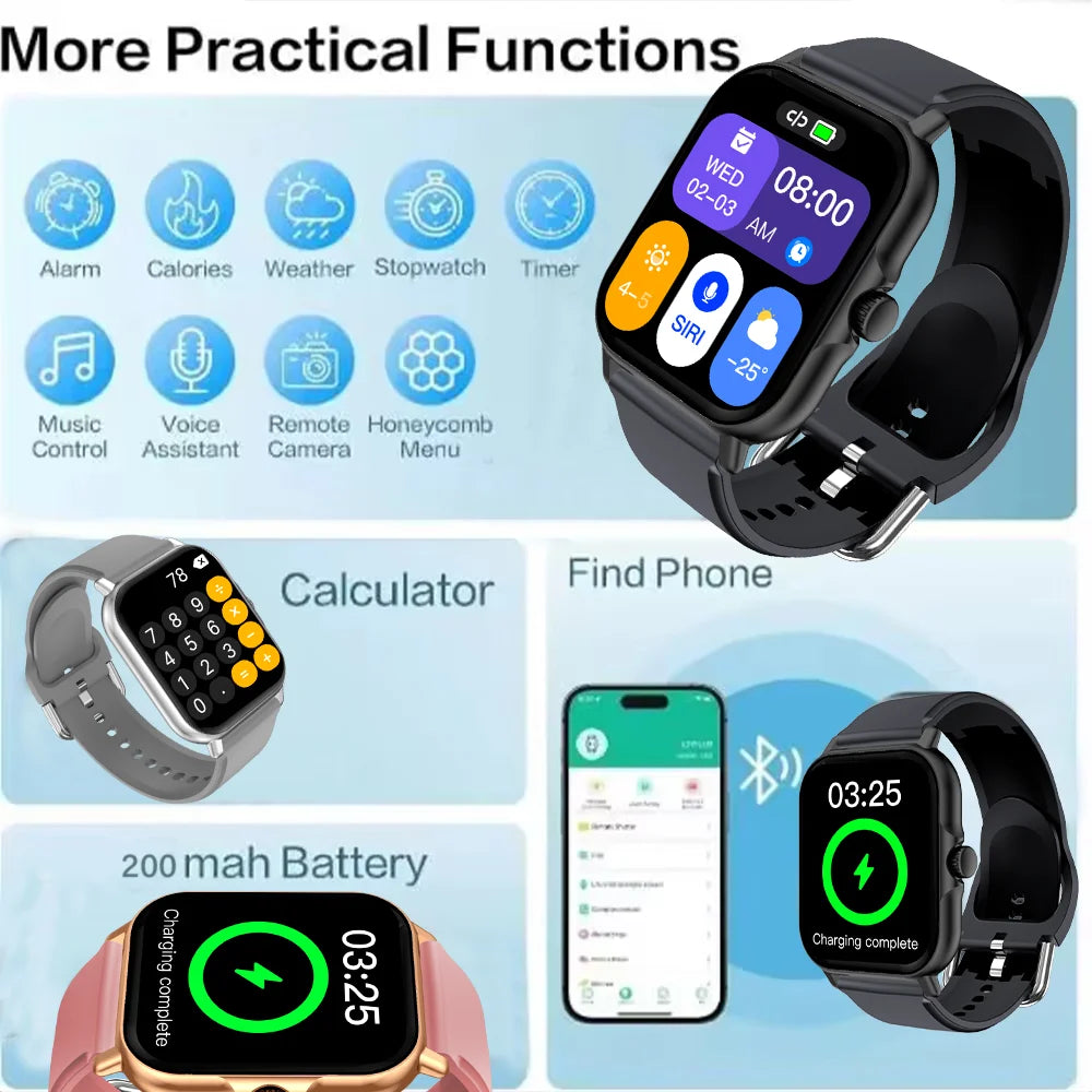 LAXASFIT 2025 Smart Watch Bluetooth Talk Play Music Smart Watch Fitness Clock Digital Sports Watch Men Women For IOS Android