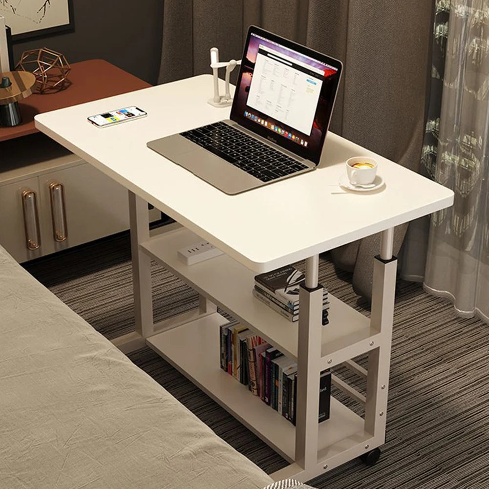 Multi-Layer Standing Desk Height Adjustable Wooden Computer Desk Workstation Work Table Bedside Table for Home Office