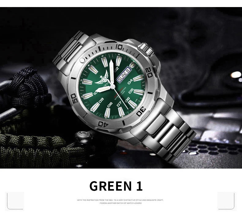 YELANG New Men Automatic Mechanical Watch T100 Self Luminous SWISS ETA Movement 25Jewels Deep Sea DiverSwim Waterproof 300m V5