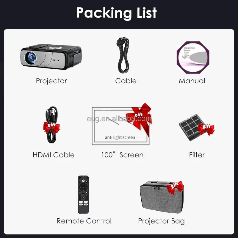 For Android 11 Smart LED Beamer Full HD Screen Video 1080P Mini LCD Home Smart Projector