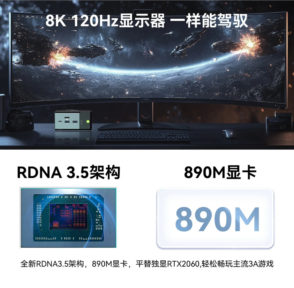 GMK EVO-X1 AI 9 HX 370miniPC Mini Host Ryzen Gaming Design Office Computer Host