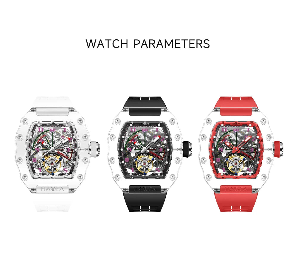 Haofa Flying Automatic Tourbillon Man Watch 2210 Luxury Mechanical Skeleton K9 Sapphire Crystal Case Watches for man Vintage