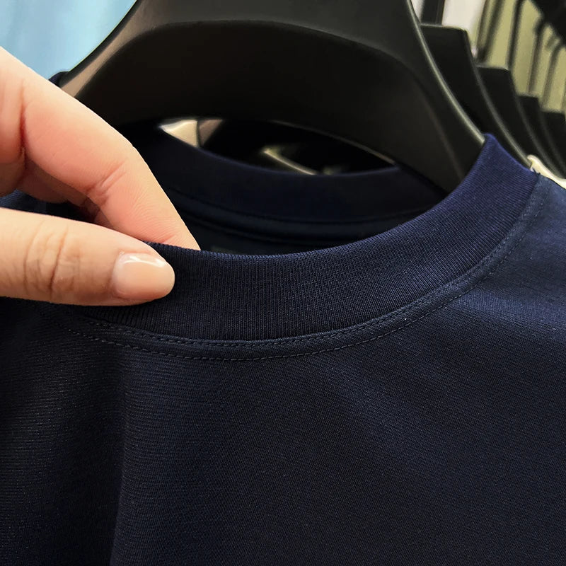 High end silky cotton breathable short sleeve T-shirt men summer designer Paul brand embroidered fashion casual round neck top