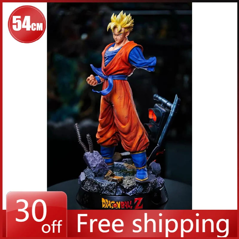 54cm Dragon Ball Figure Son Goku Future Can Emit Light Anime Collectible Model Resin Desktop Decorations Holiday Gifts Kids Toys