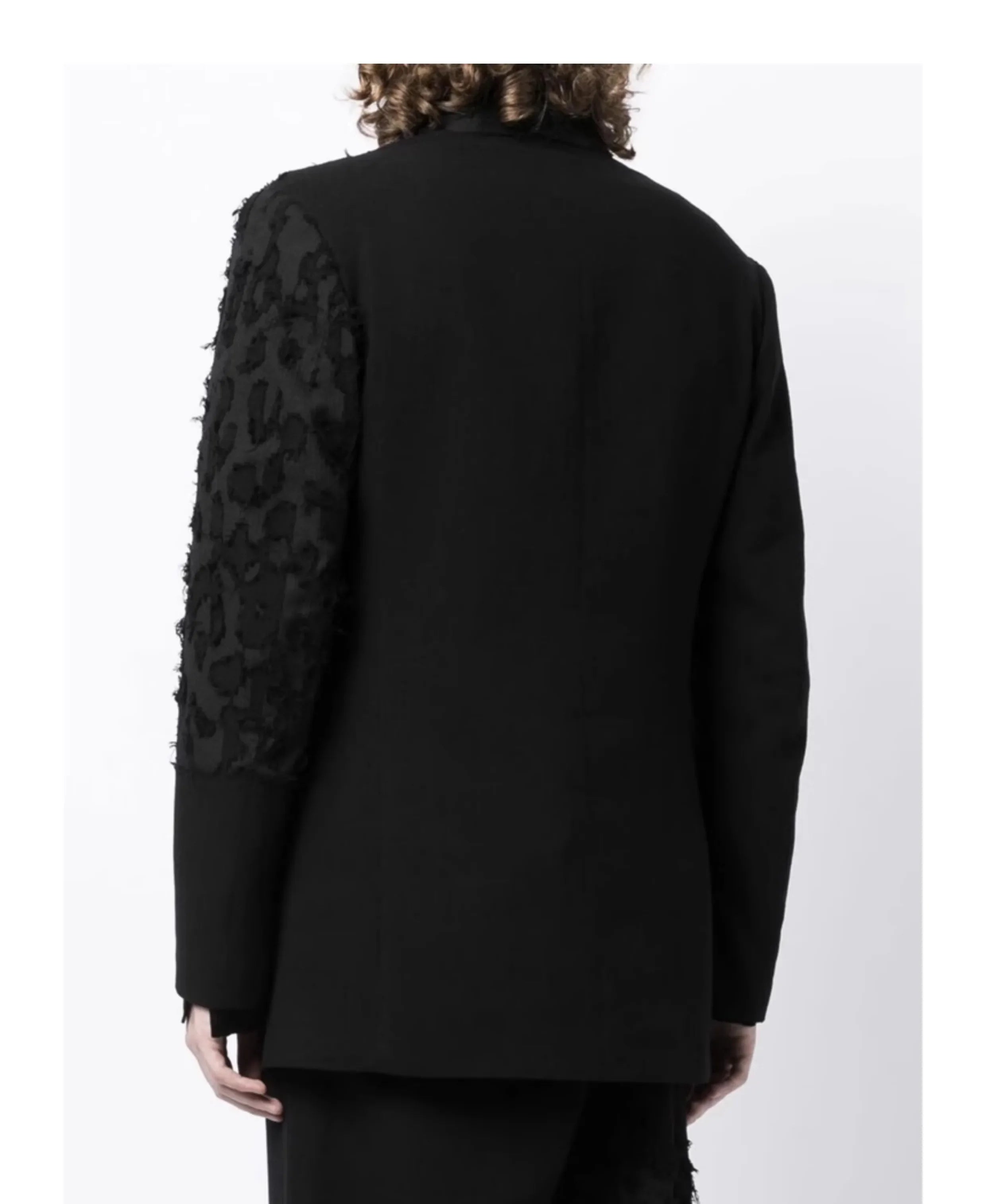 YOJI OOAK Design sense men's patchwork single breasted suit jacket special processing leopard print style 4 button top