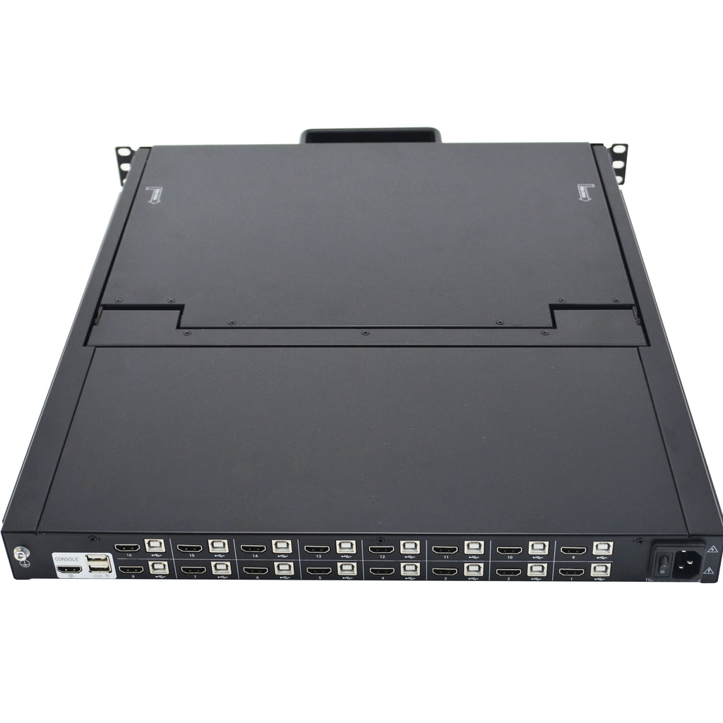 2026 17.3" 1U LED KVM Console 16 Port+16 Pack Cables, Jamanet Rack KVM Console Drawer, 17.3 Inch LCD KVM Switch Wireless